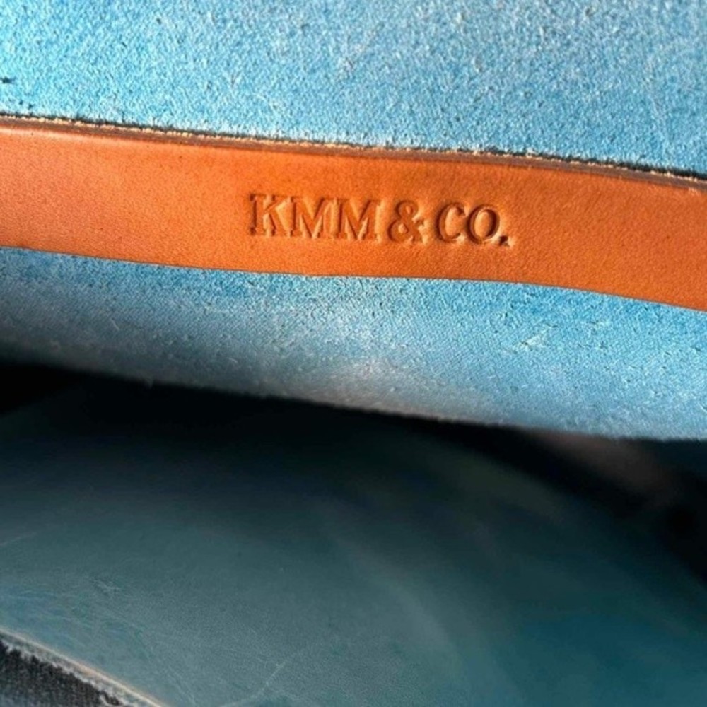 KMM & Co. Handbag Carryall Tote Satchel Light Blue Distressed Leather Purse - Picture 6 of 8